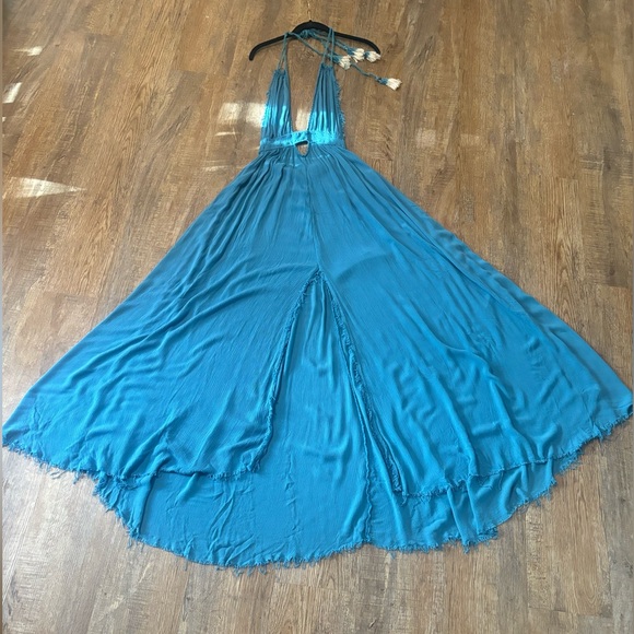 🔥 Free People Look Into The Sun Maxi Dress In Blue Moon Size Small (NWOT) - Picture 7 of 16